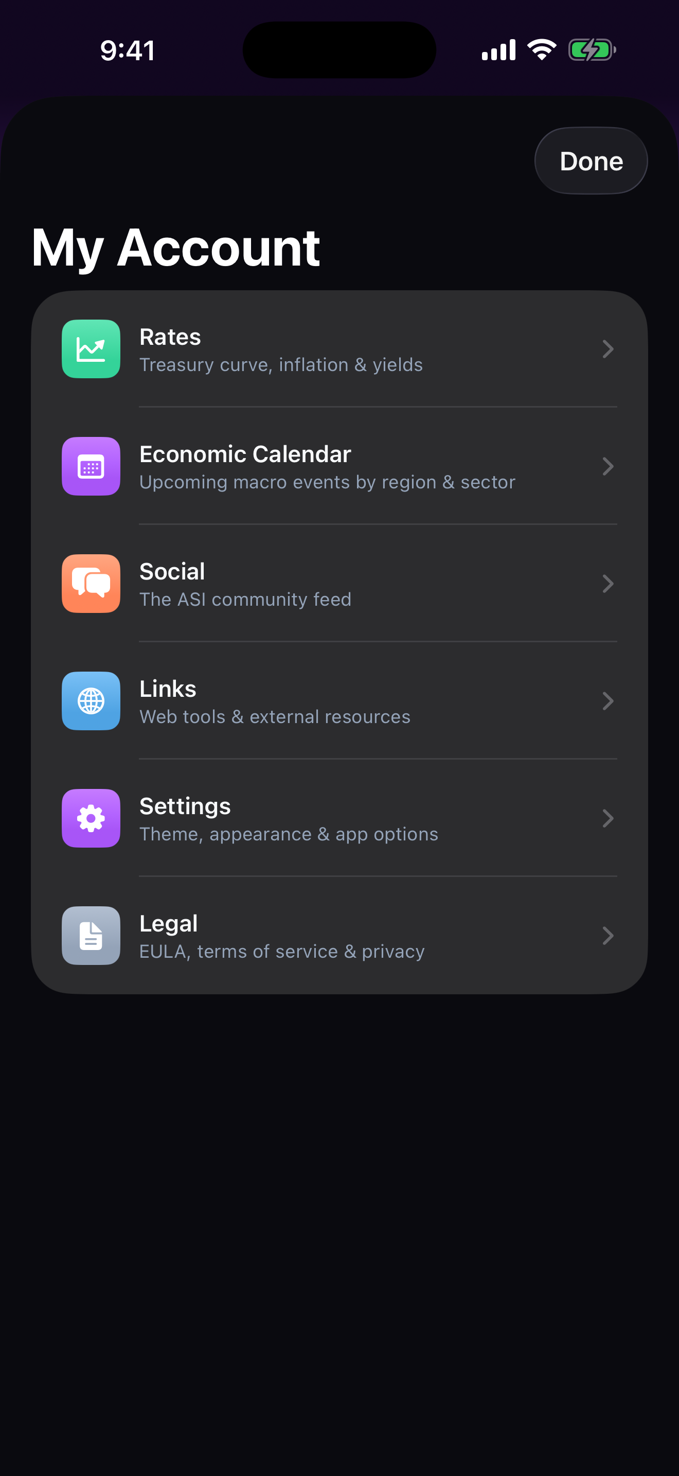 My Account menu