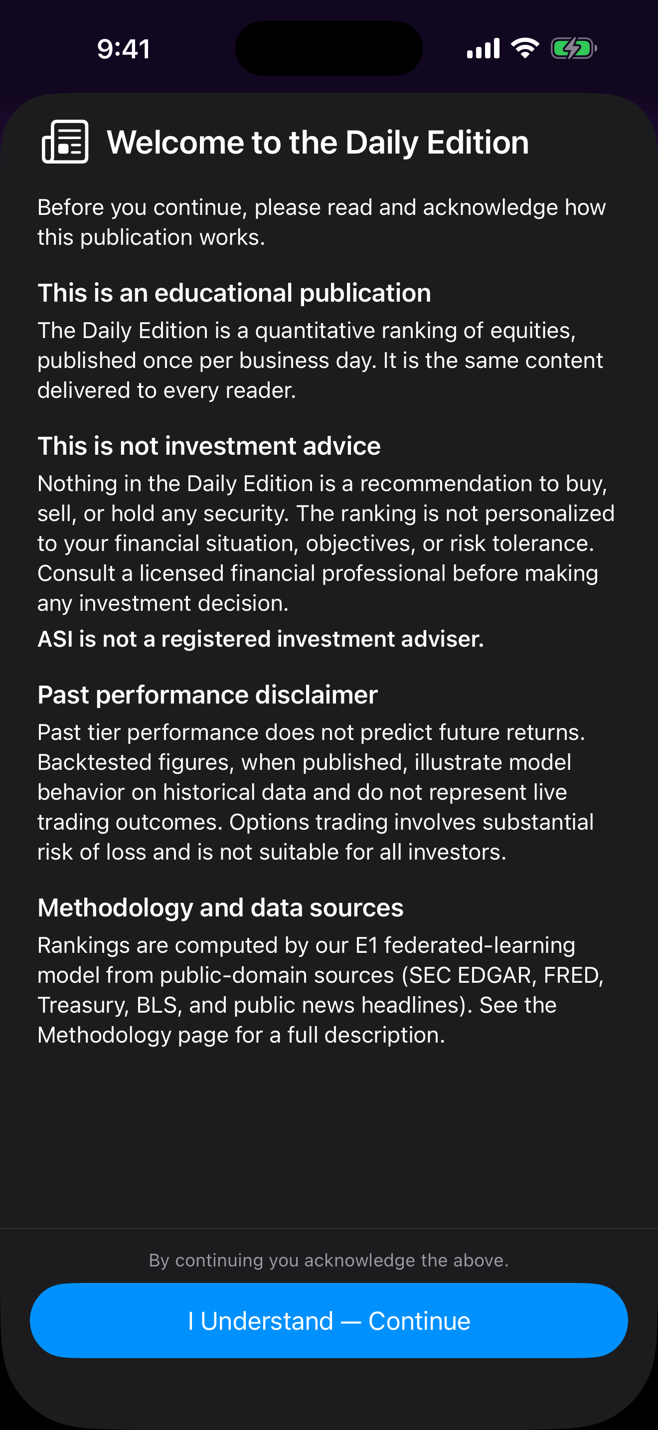 Daily Edition disclaimer